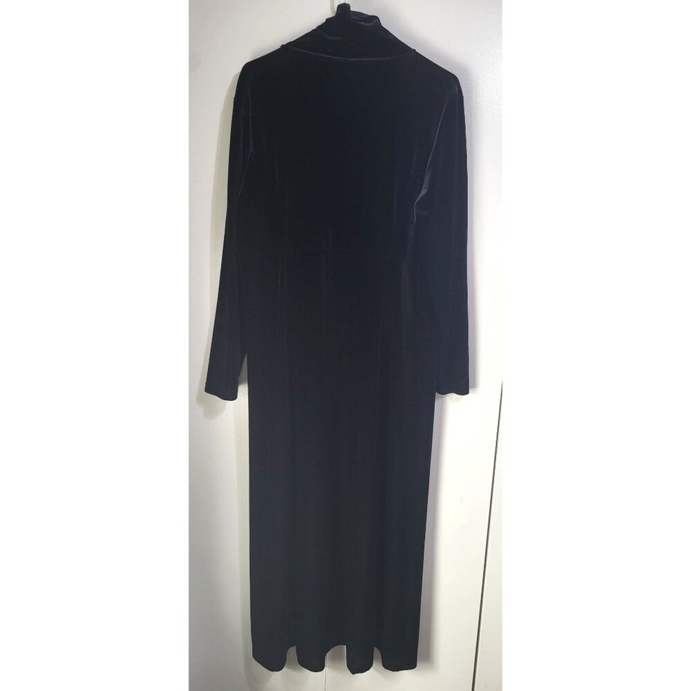 Vintage High Neck Women's Black Velvet Maxi Dress Witchy Goth y2k No Size - Picture 2 of 8